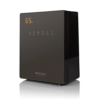Immagine di medisana AH 675 Humidificatore con igrometro, Diffusore, Funzione timer, di preriscaldamento, 3 intensità nebulizzazione, Ideale per la cameretta dei bambini, Capacità 5,2 litri