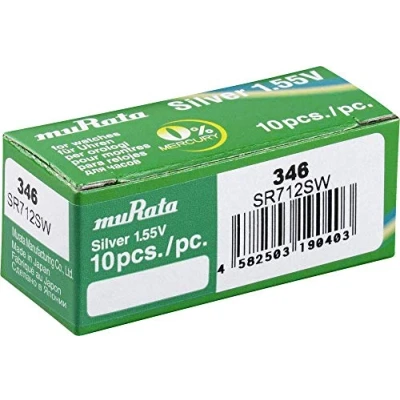 Immagine di Murata Batteria a bottone 346 1.55 V 10 pz. 9.5 mAh Ossido dargento SR712SW PBWW