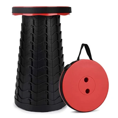 Immagine di FIEMACH Sgabello Pieghevole Portatile, Campeggio Regolabile di Seconda Generazione da per Pesca/Campeggio/Escursione/Trekking/Interna, Carico Massimo 397 lb (Rosso)