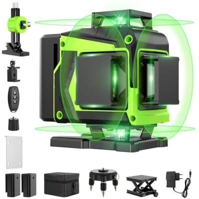 Immagine di Livella Laser Autolivellante 16 Linee, 4 x 360 Livello Verde, 2 Batterie, Autolivellante, Supporto rotante, Telecomando Cabina di rilevamento