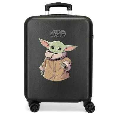 Immagine di Star Wars Grogu, Maleta Cabina, 40x55x20 cm ABS Rigido Lucchetto TSA Integrato 38.4L 2.82 kg, 4 Doppie Ruote, Nero (Grogu)