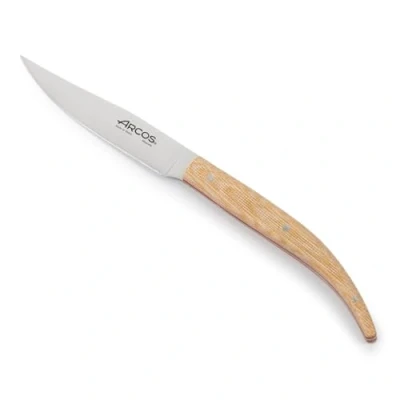 Immagine di Arcos Coltelli da Tavolo Coltello Bistecca tavola Lama Nitrum Acciaio Inox 100 mm Manico Micarta Colore Marrone