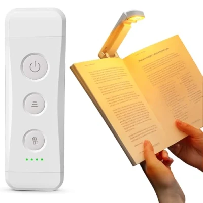 Immagine di Glocusent Luce per Lettura Libri a Letto, 7 LED da Libro Portatile con Clip, Lampada USB C Ricaricabile 3 Colore e 5 Luminosità Gli Amanti dei (Bianco)