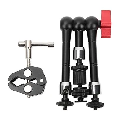 Immagine di Braccio Magico con Morsetto per Fotocamere Reflex, Monitor Microfono, Stabilizzatore di Attrito Articolato da 11 Pollici Dotato Testa a Sfera 360, Vite 1/4 Pollice e
