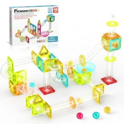 Immagine di PicassoTiles Magnetic Marble Run Construction Toy Set Mini Diamond Racetrack Building Blocks Playset Education STEM Learning Kit Boy Girl 3+ PTMG45