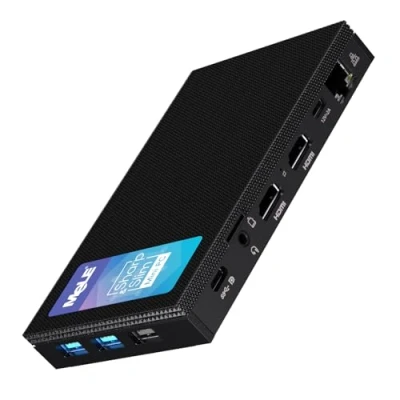 Immagine di Mele Quieter4C Mini PC senza ventola Windows 11 Pro 8GB DDR4 256GB ROM Micro Alder Lake N100 (fino a 3,4 GHz) fattore di forma ridotto USB C 2 X HDMI 4K@60 Triplo display Computer desktop