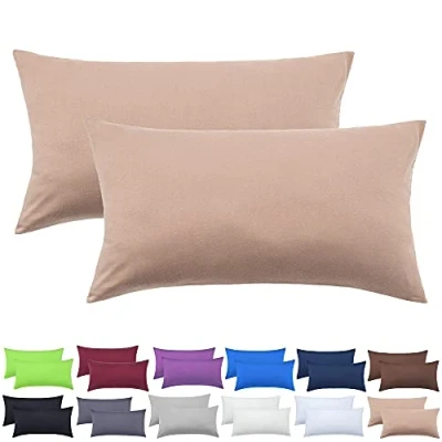 Immagine di NatureMark Confezione da 2 federe per cuscini in jersey, dormire lateralmente, cuscino il collo, conformi all’OEKO TEX, 40 x 80 cm, diversi colori e dimensioni, Sabbia/Beige