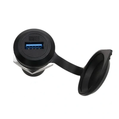 Immagine di HangTon Accoppiatore USB 3.0 impermeabile circolare, cavo in linea telaio pannello presa femmina a femmina, estensione IP65 paratia pass through