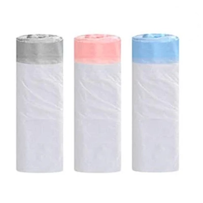 Immagine di 3 rotoli di sacchetti per la spazzatura da 20 l, con manico coulisse, resistenti e alti, inodori, interni, camera letto, cucina, ufficio (45 x 50 cm)