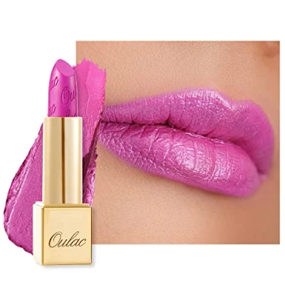 Immagine di Oulac Rossetto Metallizzato Lucido, Rosa Altamente Pigmentato, Lucentezza 3D, Lunga Durata, Formula Cremosa e Idratante, Vegan, 4,3g (15) Velocity