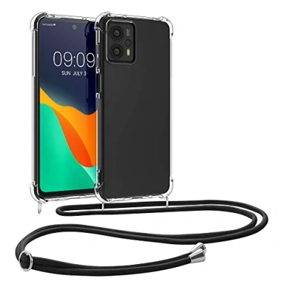 Immagine di kwmobile Custodia Compatibile con Motorola Moto G23 / G13 Cover Back Case in Silicone TPU Protezione Smartphone Cordino Trasparente/Nero