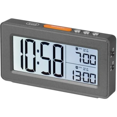 Immagine di Trevi SLD 3P40 Orologio Digitale con Grande Display LCD Retroilluminato, Possibilità di Impostare Due Sveglie Separate, Funzione Snooze, Grigio Metal Gun