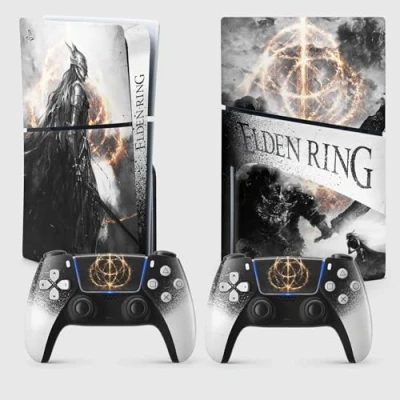 Immagine di adesivo per la PS 5 Slim Circle di Elden, Deco, Console e Controller, edizione Disco, Skin MALENIA (2 controller)