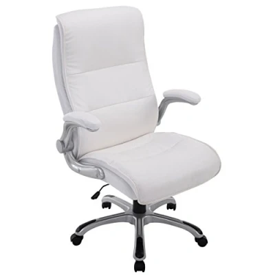 Immagine di CLP Sedia Ufficio XXL Villach In Similpelle I Poltrona Studio Con Braccioli Reclinabili Ergonomica Regolabile, Colore:bianco