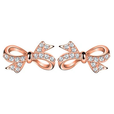 Immagine di Infinite U Orecchini a perno da bambina, in argento Sterling 925 con zirconi cubici forma di farfalla, placcati oro rosa
