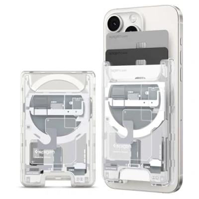 Immagine di Spigen Ultra Hybrid MagFit Portafoglio MagSafe Wallet Magnetico Portacarte Compatibile con iPhone 16/15/14/13/12 Modelle, Accessori ZeroOne Bianco