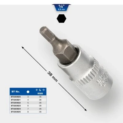 Immagine di BRILLIANT TOOLS BT020821 Bussola a inserto con esagono incassato 1/4&quot;, 4 mm [Powered by KS TOOLS]