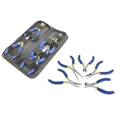 Immagine di Toolzone Set Di 5 Mini Pinze Con Manico Antiscivolo, Custodia Zip