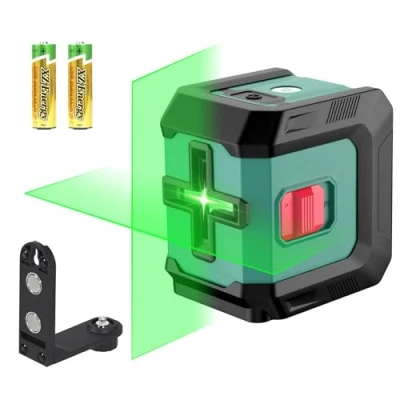 Immagine di HYCHIKA Livella Laser Autolivellante, Verde Regolabile con 3 Livelli di Luminosità, Livello 15M Magnetica Supporto, 2 Batterie AA, Uso Interno ed Esterno