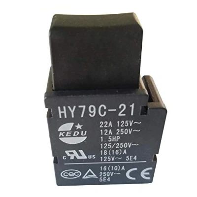 Immagine di KEDU HY79C 21 Interruttore di innesco interruttori a pulsante autobloccante per macchina da taglio trapano elettrico tosaerba 125/250V 22/12A, confezione 2