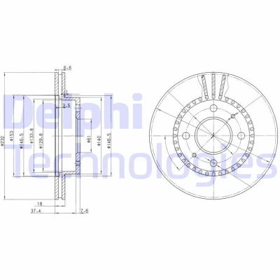 Immagine di DELPHI BG3206 Disco freno 232 18 4 ventilato Oleato non trattato senza cuscinetto ruota, anello sensore ABS NISSAN: ALMERA 1 Hatchback