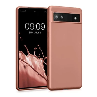 Immagine di kwmobile Custodia Compatibile con Google Pixel 6a Cover Back Case Morbida Protezione in Silicone TPU Effetto metallizzato bronzo