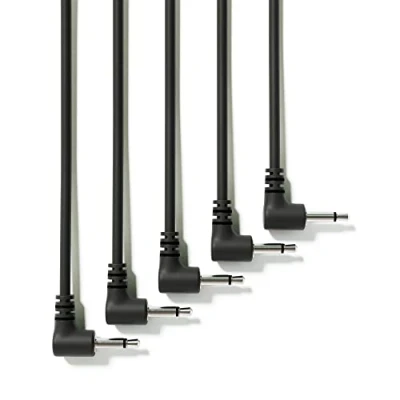 Immagine di ExcelValley 5 Pack Cavi Modulari Mono Patch ad Angolo Retto 3,5mm 1/8&quot; Eurorack Sintetizzatore [Nero 120 cm 47&quot;]