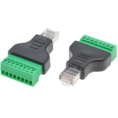 Immagine di Techly 363463 Adattatore Connettore RJ45 Maschio Terminal Block 8 Pin Nero/Verde