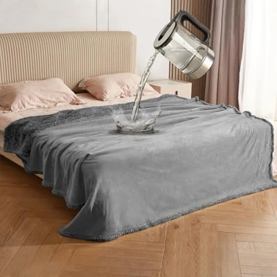 Immagine di Catalonia Coperta Impermeabile di Alta qualità, Reversibile, in Pile Sherpa Super Morbido, Foderata per Canottaggio, Divano, Letto, Campeggio, 152 x 127 cm