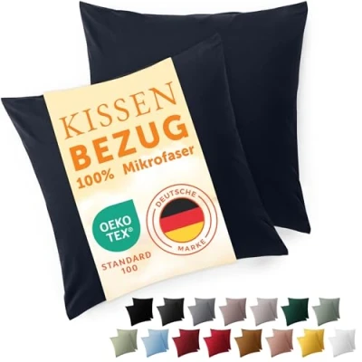 Immagine di Blumtal Federe Cuscini Divano 60x60 cm Set di Copricuscini per Divani in Microfibra a 2 Pezzi con Chiusura Busta, certificati Oeko Tex, Extra Morbidi e Lavabili Blu Oceano