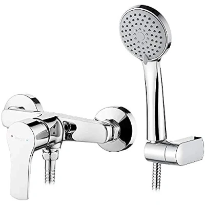 Immagine di Ibergrif M12057 Miscelatore doccia con soffione, sistema a parete supporto regolabile e flessibile 150 cm