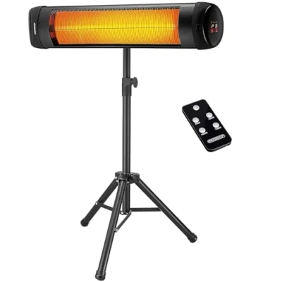 Immagine di Monzana Stufa Elettrica a Infrarossi con Treppiede 3 Livelli Calore 2500W Telecomando Timer 24h