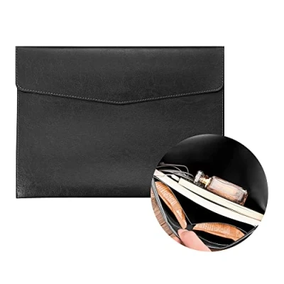 Immagine di VANRA 1 organizer per cartelle portadocumenti, in pelle PU, con chiusura magnetica e tasca interna, fogli formato A4, colore nero