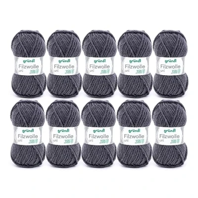 Immagine di Gründl Felting Wool Uni (Lana per infeltrire, Lavorare a Maglia e all&#039;Uncinetto, Filato di Pura Lana Vergine al 100%, 50 g / m, Dimensioni dell&#039;ago: 8 9, 10 x g), Antracite