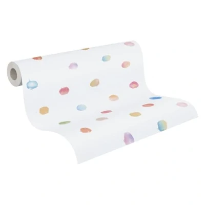 Immagine di A.S. Création Carta da parati in tessuto non a pois per la camera dei bambini colori vari, bianco e blu 10,05 m x 0,53