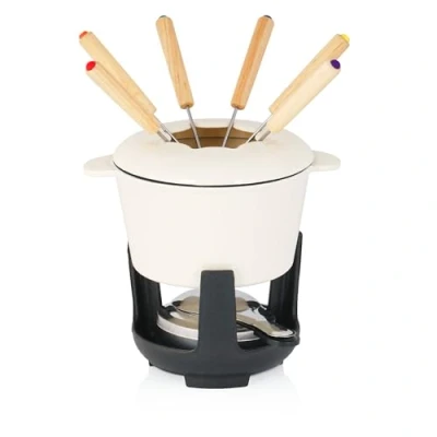 Immagine di Set per Fonduta in ghisa 6 Persone 1 Litro Fondueset 13 Pezzi con bruciatore e forchette Set, di Formaggio Carne