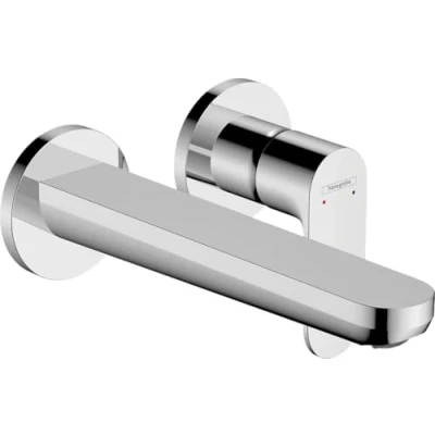 Immagine di hansgrohe Rebris S miscelatore da incasso per lavabo, rubinetto lavabo bagno montaggio a parete con bocca di erogazione 20,5 cm e scarico non bloccabile, risparmio idrico, cromo