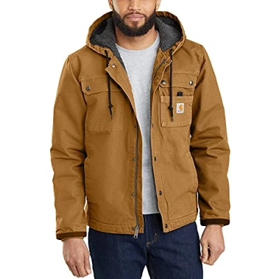 Immagine di Carhartt Giacca Da Lavoro Vestibilità Comoda In Tessuto Washed Duck, Con Fodera Sherpa, Uomo, Marrone (Carhartt), XL