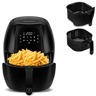Immagine di ZEEGMA Knapper Grand Friggitrice ad Aria 1800W Temperatura 60 200C Tempo di riscaldamento 60s Grande Cestello e ciotola 7.7L Rivestimento teflon 9 programmi, Lavabile in lavastoviglie Timer