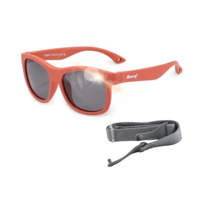 Immagine di Maesy Occhiali da sole per Bambini Luca 1 3 anni Flessibili Cinturino elastico regolabile Protezione polarizzata UV400 e bambine Quadrato (Terracotta)