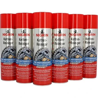 Immagine di Nigrin 20854 6 detergenti per catena da 500 ml, spray moto, pulisce e sgrassa le catene della incolore
