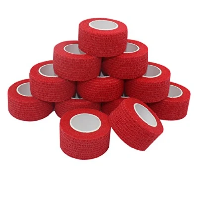 Immagine di COMOmed, garza elastica, benda flessibile, in tessuto non tessuto, nastro adesivo terapeutico, coesiva, adatta per la pelle sensibile, 2,5 cm x 4,5 m, 12 rotoli
