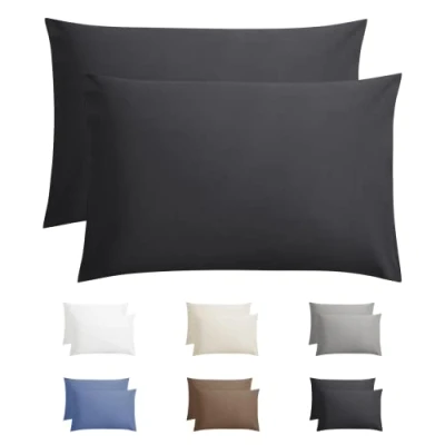 Immagine di Sleeptime federa in 100% cotone, 60 x 70 cm, confezione da 2, apertura a portafoglio, colore: antracite