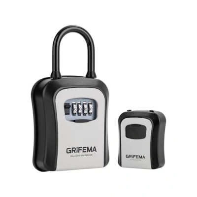Immagine di GRIFEMA GA1003 2 Cassetta di sicurezza per chiavi, scatola serratura, armadietti con gancio, casa, ufficio, grigio