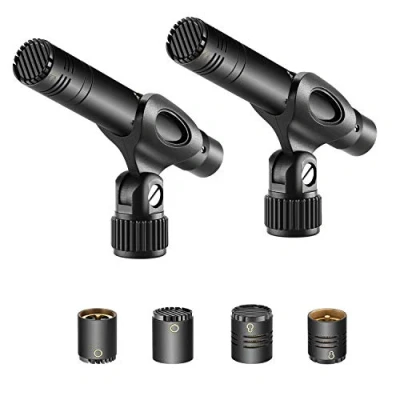 Immagine di Neewer Confezione da 2 microfoni a condensatore con capsule intercambiabili Omni Cardioid e Super in schiuma per vetro frontale custodia strumenti acustici fiato