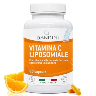Immagine di Bandini® Vitamina C Liposomiale 800mg ad Alto Dosaggio, 60 Capsule Vegan (1 Mese), Vitamin Concentrata Acido Ascorbico da Fermentazione del Mais, Integratore Difese Immunitarie, NO OGM