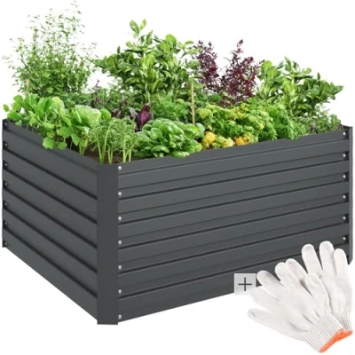 Immagine di TecTake® Orto Rialzato, 650l, Zincato, 120 x 100 56 cm, Struttura in Acciaio Base Aperta, Perfetto per Verdure, Erbe Aromatiche e Fiori, Montaggio Rapido, Alta Stabilità, Giardino Rialzato