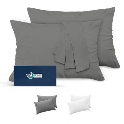 Immagine di Federe Cuscini 30x50 (Set 2) Dreamzie in Microfibra OEKO TEX Certificazione Federa Cuscino Dolce Antracite