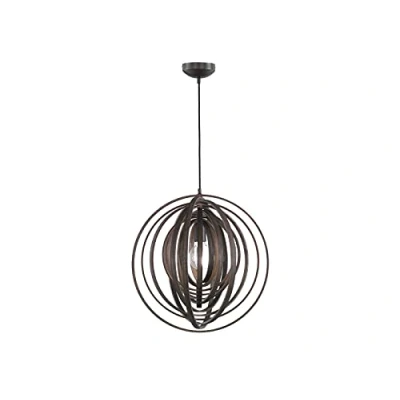 Immagine di Trio Boolan Lampada a Sospensione, Sfera, Cerchi di Legno, Diametro 50 cm E27, Marrone