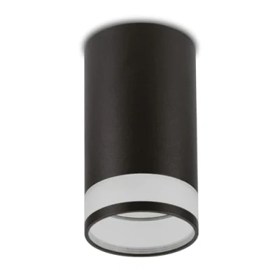 Immagine di Maclean MCE361 Faretto da superficie attacco GU10 fino a 40W Lampada soffitto in alluminio con anello trasparente design moderno 55x105 mm (Nero, senza lampadina)